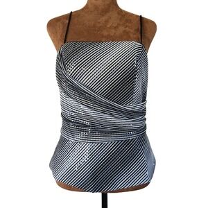 Y2K Aspeed Tank Top Size S Striped Sequins Shimmery Lined Vintage Going Out